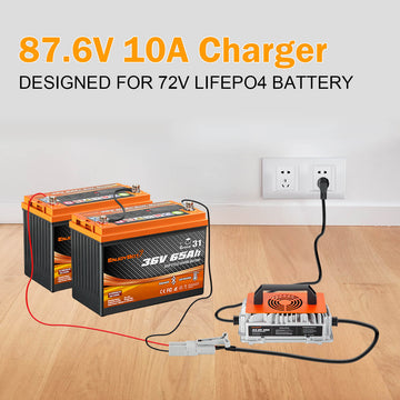Enjoybot 87.6V 10A Mountable LiFePO4 Lithium Battery Charger For 72V Golf Carts